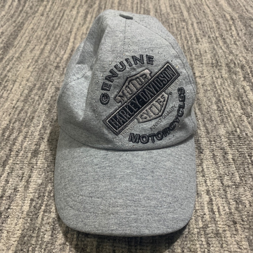 Harley-Davidson Womens Gray Rhinestone Genuine Motorcycles‎ Hat Cap